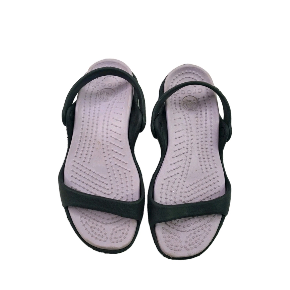 Crocs Cleo Black And Lavender Sandals Size 4 Girls